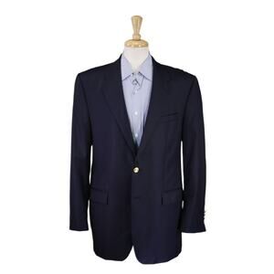 Lauren Ralph Lauren Navy Blue Gold Button Wool Blazer Jacket 42L